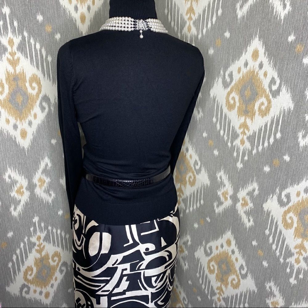Ralph Lauren Black & Ivory Art Deco Abstract Auto Pattern Silk Pencil Skirt - Picture 16 of 16
